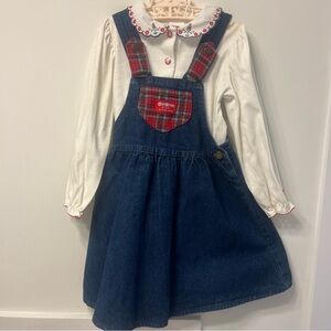 Vintage OshKosh B'gosh Denim Jumper and Top Set. Made in USA. Size 6